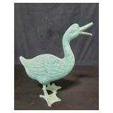 Aluminum goose figure with green patina