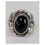 Sterling silver and black onyx Navajo style ring