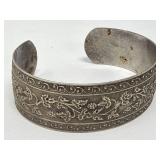 Vintage embossed sterling silver cuff bracelet