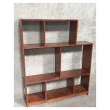 Vintage pine bookshelf with engraved hummingbird