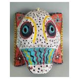 Vintage hand painted carved wood mask