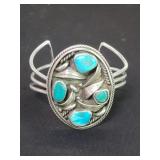 Vintage Navajo style silver and turquoise cuff
