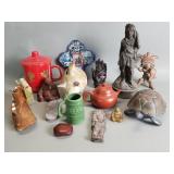 Box of miscellaneous items - Spelter figurine,