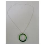Sterling silver necklace with green and blue