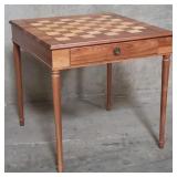 Contemporary walnut veneer chess table