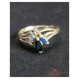14k gold, topaz and diamond ring