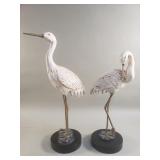 Pair of Andrea by Sadek hand painted brass cranes