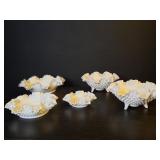 5 vintage Fenton hobnail milk glass candy dishes