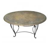Vintage Moroccan-style metal & wood coffee table