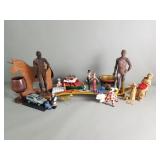 Box of misc. Folk art sculpture, figurines,