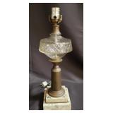 Vintage glass, brass and marble table lamp