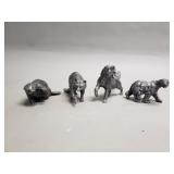 Four pewter animal figures