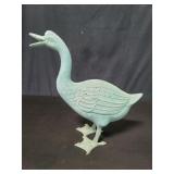 Aluminum goose figure with green patina