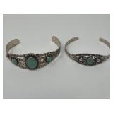 Pair of vintage sterling silver turquoise cuff