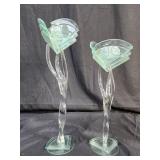 Pair of vintage Art Deco-style green and clear