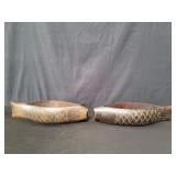 Pair of carved wood fish bowl