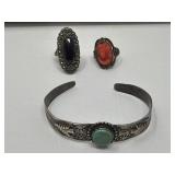 Silver bracelet with turquoise, sterling silver