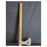 Vintage battle axe with a iron blade  and  wood