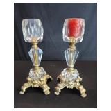 Hollywood Regency style glass and metal