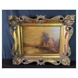 Signed Bancroft antique oil painting on canvas