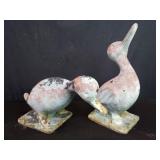 Pair of vintage cast iron duck garden statue