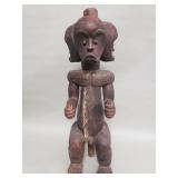 Vintage African carved wood and brass figurine