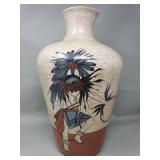 Signed Pauli pot vase with a crackle glaze finish