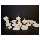 13pc Westmoreland milk glass paneled "grape"