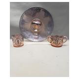 Vintage pink dression glass with silver overlay