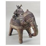 Vintage Dhokra-style brass and copper elephant