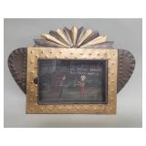 Vintage Mexican tin Nicho with hand painted art