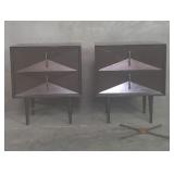 Pair of Mid-century Modern walnut nightstands