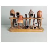 Vintage tobacco pipes and rack