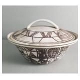 Vintage studio art pottery covered dish