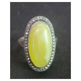 Silver, carnelian and marcasite ring. 5.6g. size