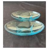 Pair of vintage blue glass bowls