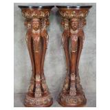 Pair of composite stands with faux marble top