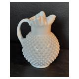 Vintage Fenton hobnail milk glass pitcher