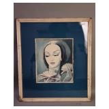 Art Deco watercolor portrait of a woman