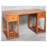 Vintage 3-piece Asian elm wood writing desk