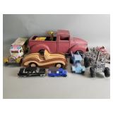 Group of vintage toy cars, wood, wire, tin, etc.
