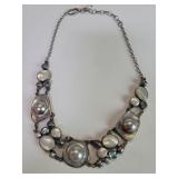 Sterling silver, pearl and semiprecious stones