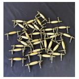 Lot of 32 vintage brass &plastic dresser handles