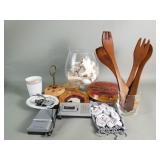 Box of misc. coaster, coin purse, radio,