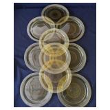 Lot of 10 vintage amber glass hobnail plates