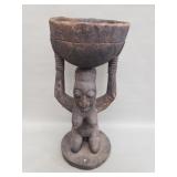 Hand carved African Luba medicine container