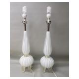 Pair of vintage Murano style white opaline glass