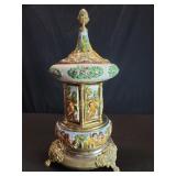Vintage metal and ceramic musical carousel