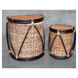 Pair of Sarikaya bamboo and woven hampers