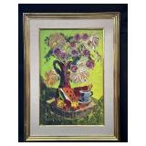 Signed impasto oil on canvas marked "Roses &